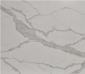Ivory Color White Calacatta Quartz Slabs