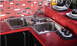 Red Sparkle Quartz Stone Countertop