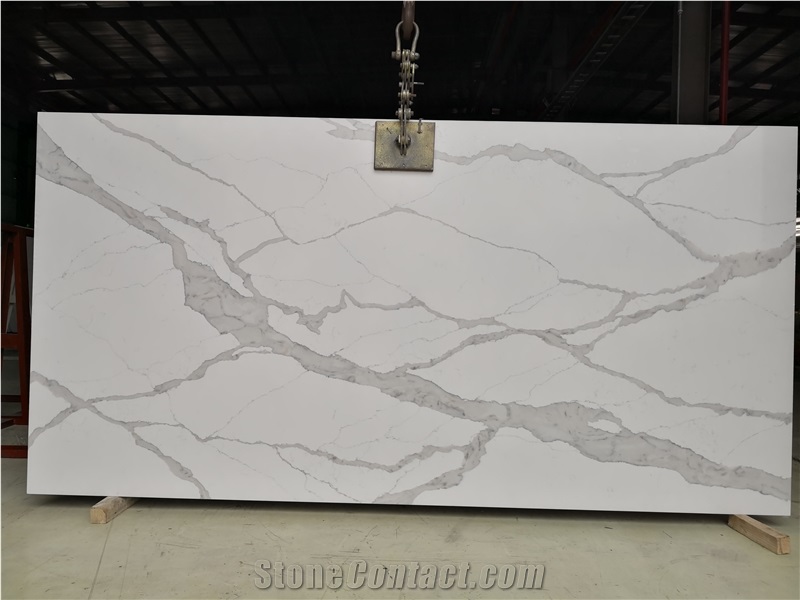 White Calacatta Trento Quartz Slabs