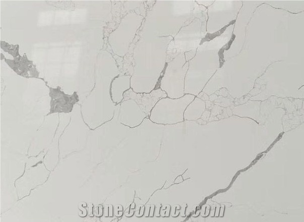White Carrara Lago Quartz Slabs