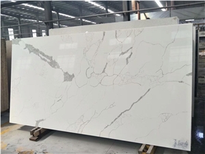White Carrara Lago Quartz Slabs