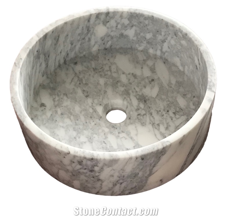 Elegant Circular Basin Bianco Carrara