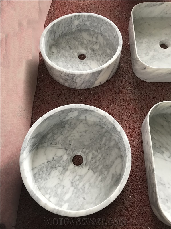 Elegant Circular Basin Bianco Carrara