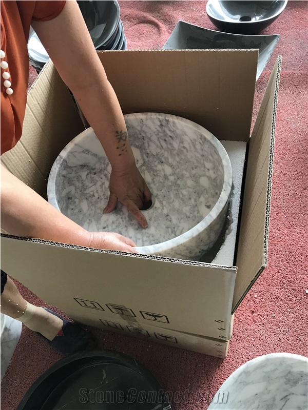 Elegant Circular Basin Bianco Carrara