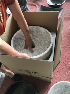 Elegant Circular Basin Bianco Carrara
