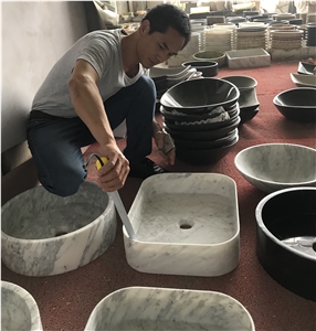 Rectangular Basin Bianco Carrara