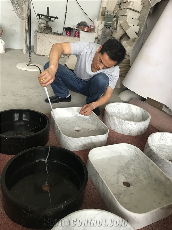 Rectangular Basin Bianco Carrara