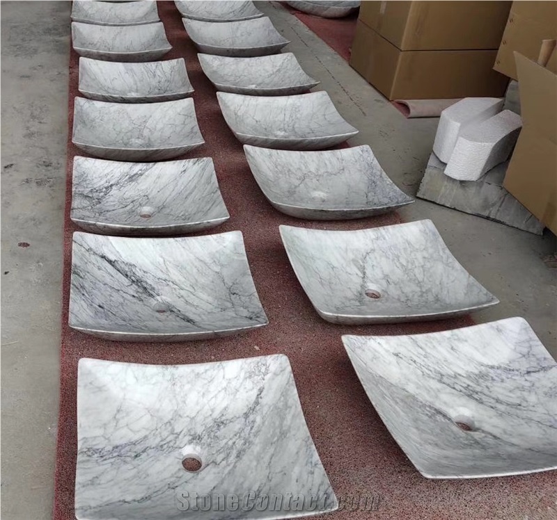 Rectangular Basin Bianco Carrara, Staturio