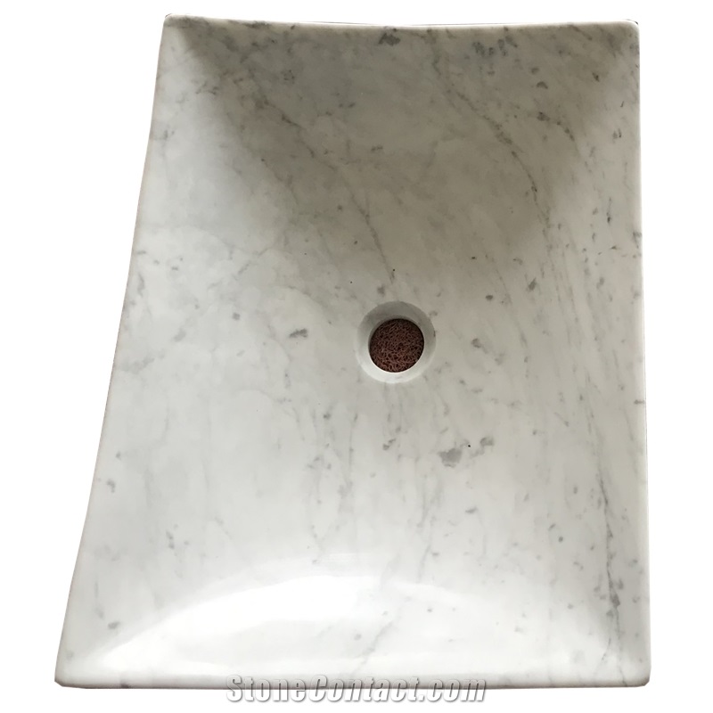 Rectangular Basin Bianco Carrara, Staturio
