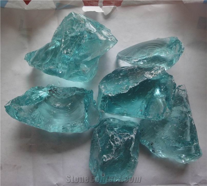 Landscaping Gabion Filling Turquoise Glass Rocks
