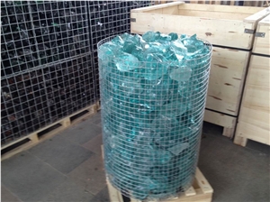 Landscaping Gabion Filling Turquoise Glass Rocks