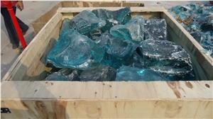 Landscaping Gabion Filling Turquoise Glass Rocks