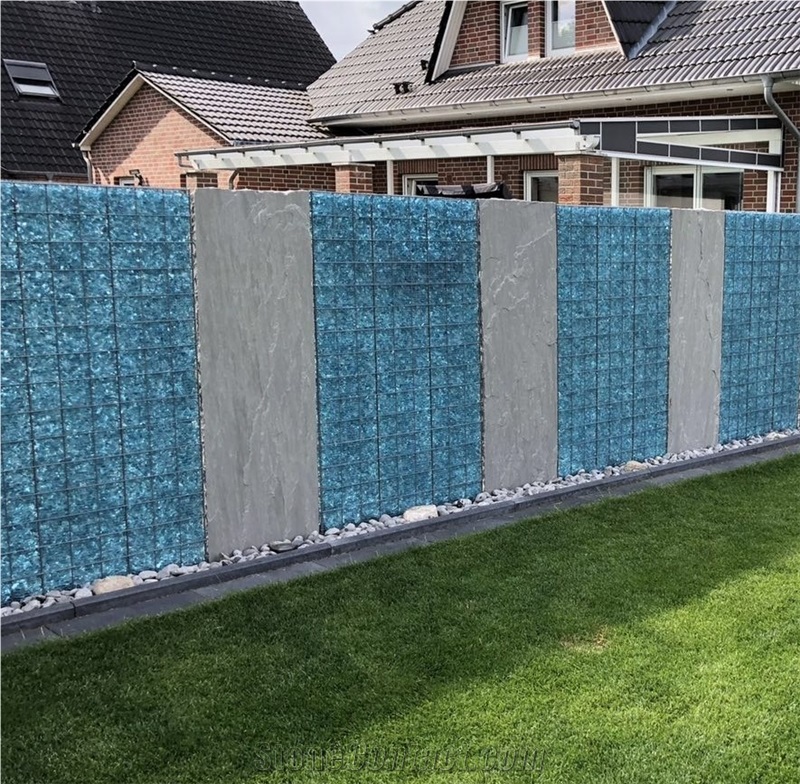 Landscaping Gabion Filling Turquoise Glass Rocks