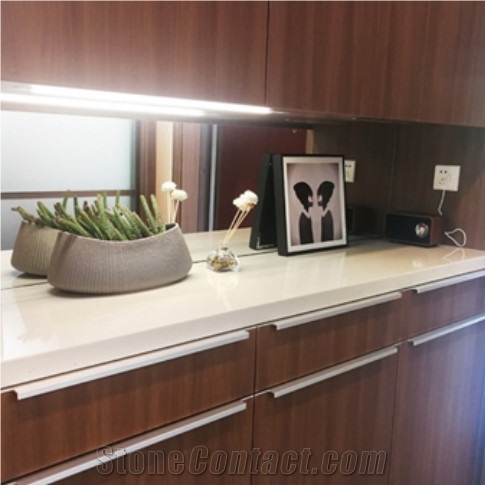 Semi White Artificial Marble Slab for Table Top