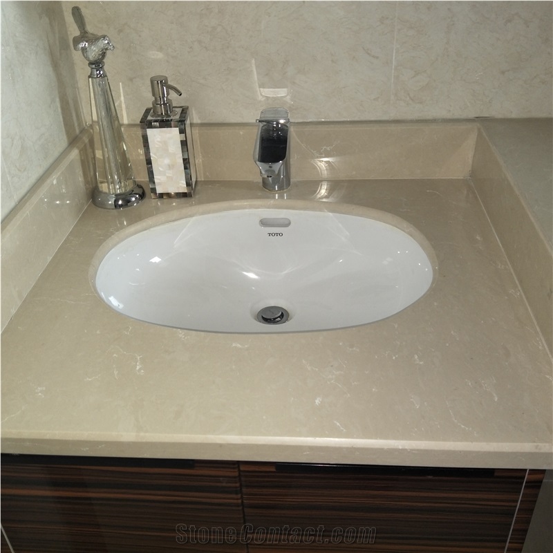 Semi White Artificial Marble Slab for Table Top