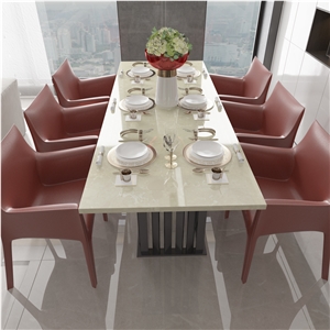 Semi White Artificial Marble Slab for Table Top