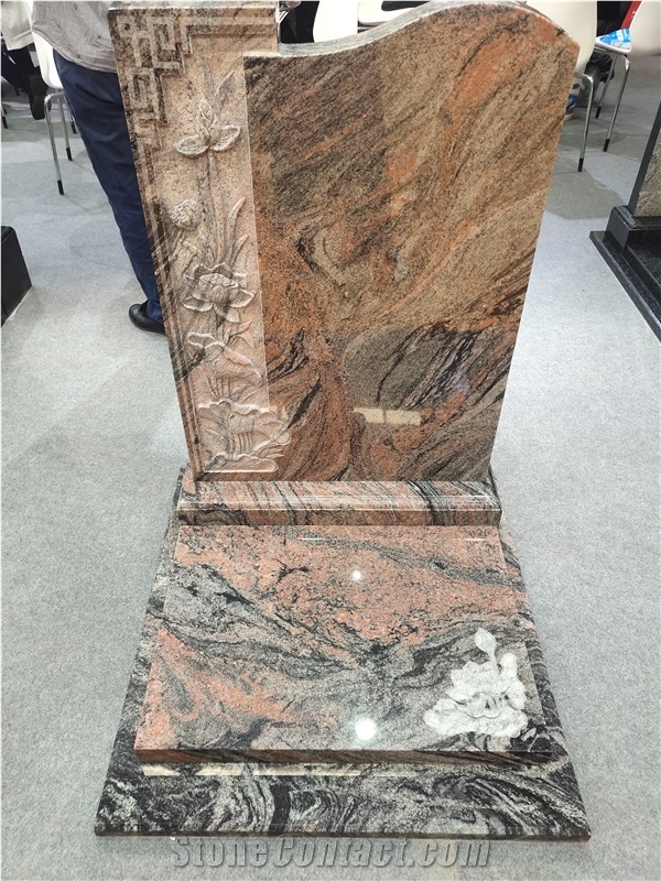China Juparana Polished Tombstone Headstone