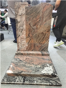 China Juparana Polished Tombstone Headstone