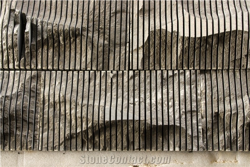 Rock Faced Lining Black Basalt Wall Tiles