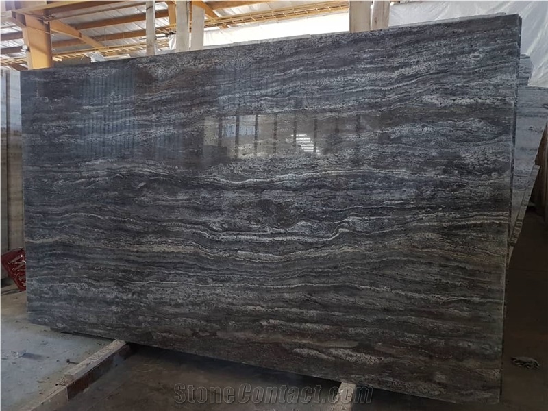 Dark Silver Travertine Slabs