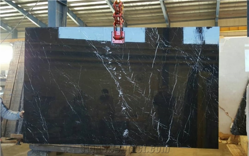 Nero Marquina Slabs, Persian Nero Marquina Marble