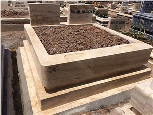Light Travertine Monument Gravestone