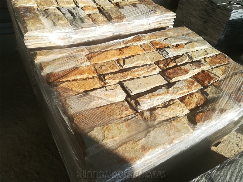 Dark Yellow Gneiss Split Wall Tiles