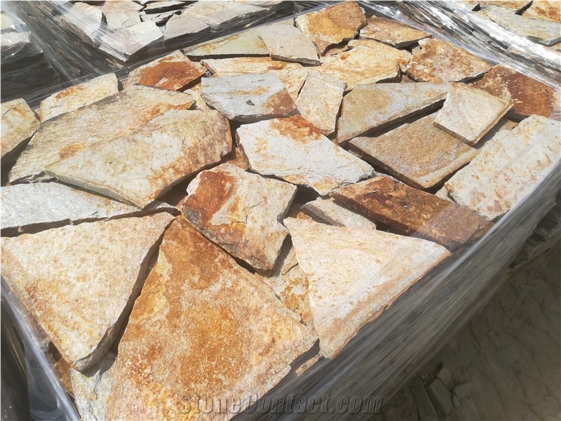 Dark Yellow Gneiss Split Wall Tiles