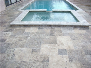 Silver Travertine Pool Coping, Pool Pavers Silver Travertine Pool Coping, Pool Pavers