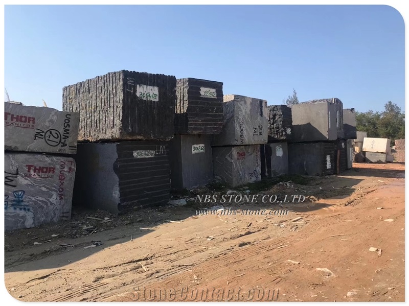 Angola Black Block Black Granite Slab Tile
