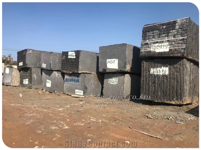 Angola Black Block Black Granite Slab Tile