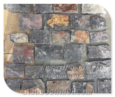 Black Limestone Loose Tumbled Castle Stone Panel