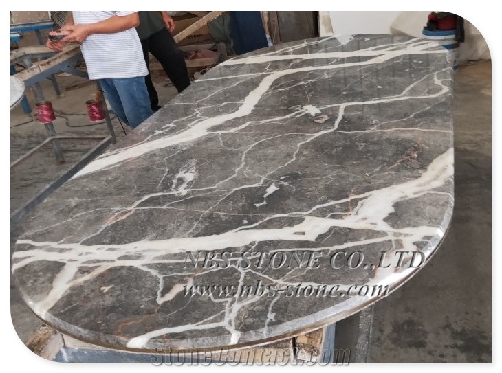 Black Marble Stone Dining Table Top Dinning