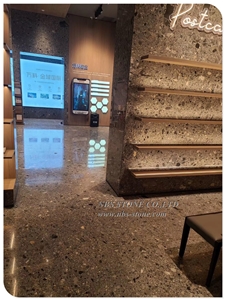 Brown Terrazzo Flooring Wall Cladding Tile Slab