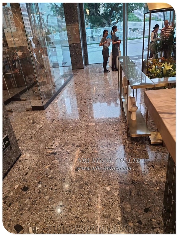 Brown Terrazzo Flooring Wall Cladding Tile Slab