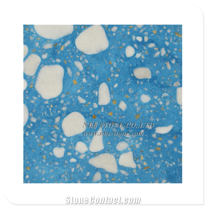 Cheap Blue Terrazzo with White Chips