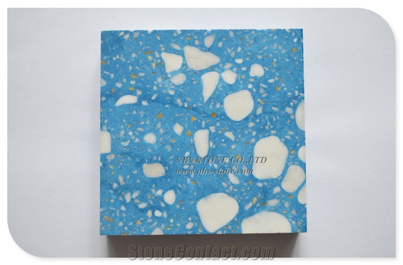 Cheap Blue Terrazzo with White Chips