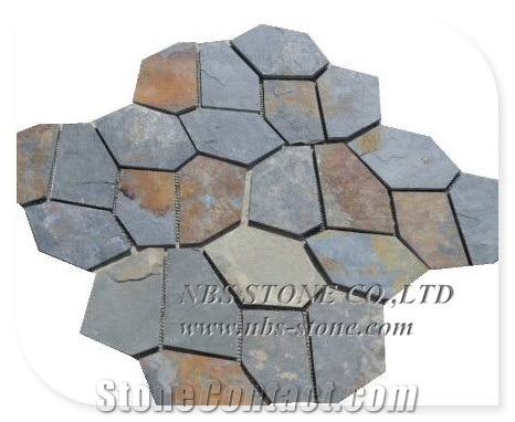 Crazy Slate Flagstone on Mesh for Outdoor Wall