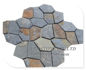 Crazy Slate Flagstone on Mesh for Outdoor Wall