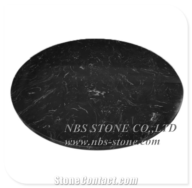 Italian Style Desk Top Black in White Vein Marble