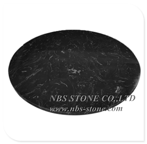Italian Style Desk Top Black in White Vein Marble
