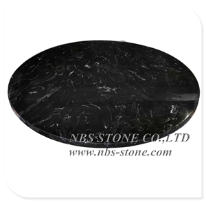 Italian Style Desk Top Black in White Vein Marble