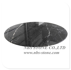 Italian Style Desk Top Black in White Vein Marble