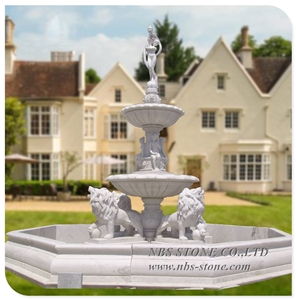 Natural Stone White Marble Made Water Fountain