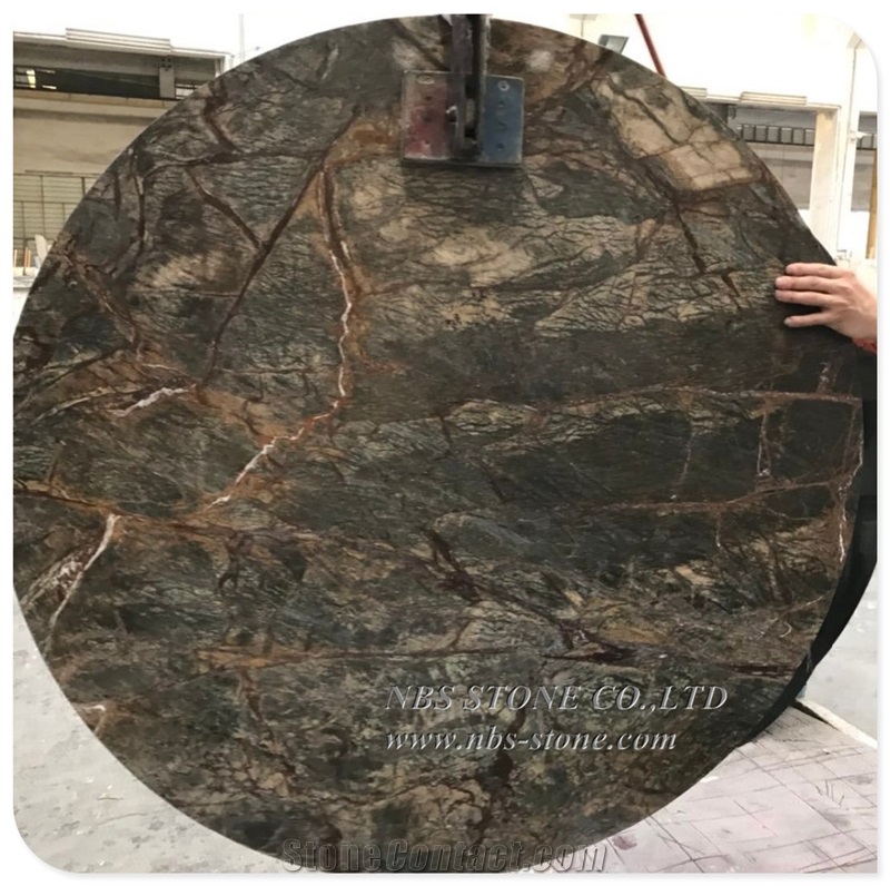 New Arrival Rainforest Brown Green Marble Table Top