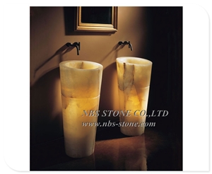 New Style Natural Stone Bathroom Pedestal Sink
