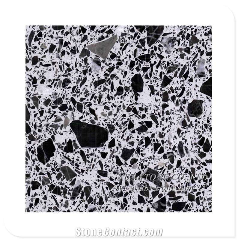 White Black Terrazzo Stone for Kitchen Countertop