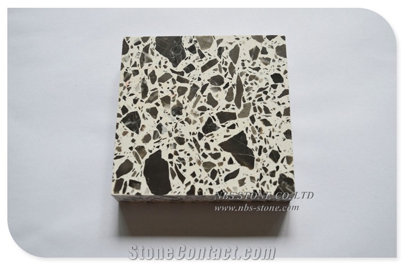 White Black Terrazzo Stone for Kitchen Countertop