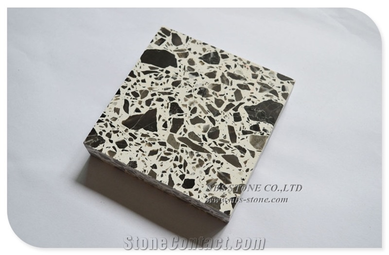 White Black Terrazzo Stone for Kitchen Countertop