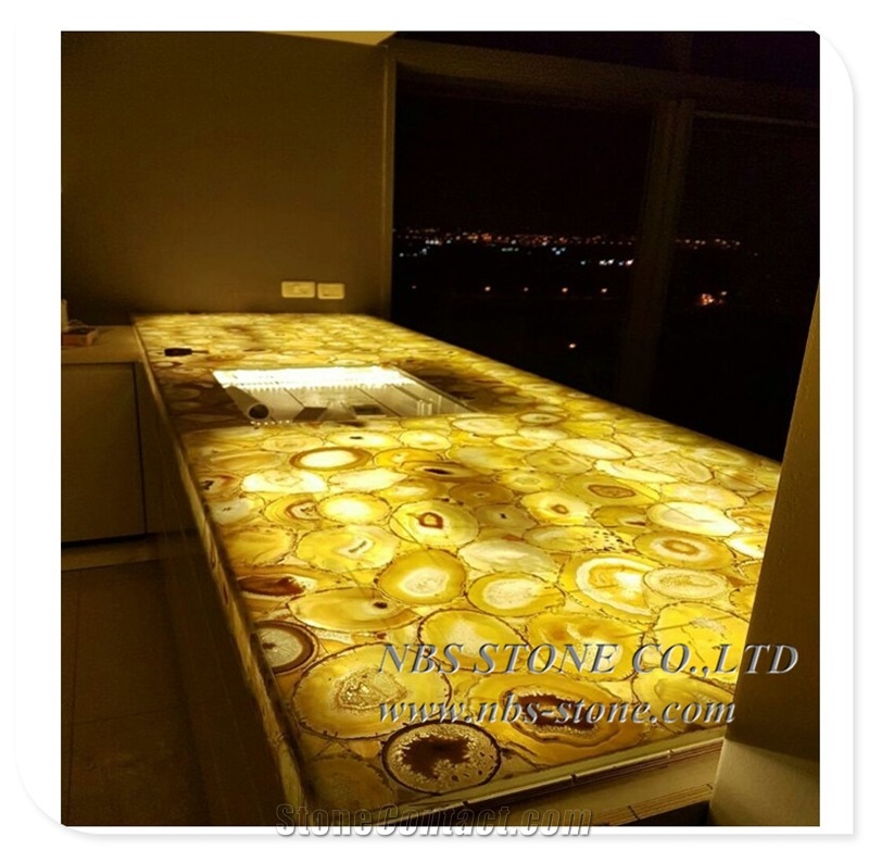 Yellow Gemstone Yellow Agate Kitchen Table Top